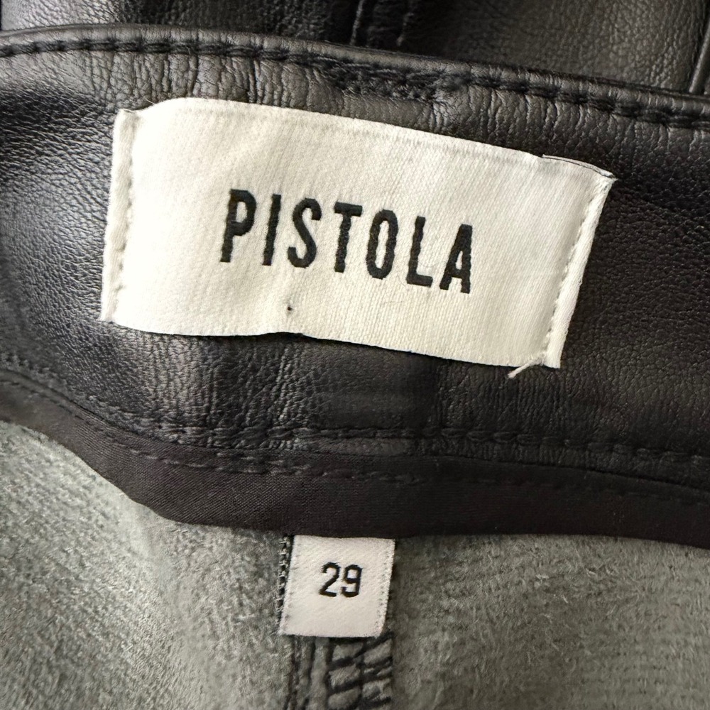 Pistola Lennon High Rise Straight Leg Vegan Leather Pants Black‎ Size 29 NWT - Picture 7 of 9